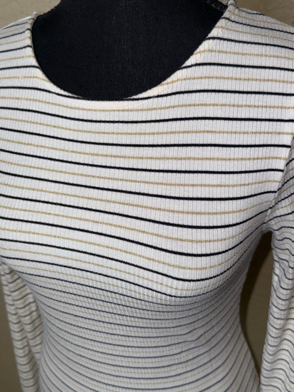 Boden Striped Ribbed Top Parisian Chic Quiet Luxury Coastal Classic-Sz 4 - Picture 4 of 9